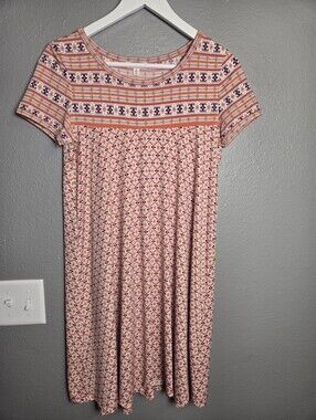 Max Studio Orange Boho Mixed Print Dress Size Small